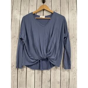 Lavender Field Blue Long Sleeve Tied Front T Shirt Women's Small Soft‎ Material